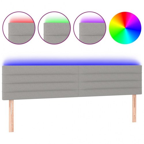 Sengegavl med LED-lys 180 x 5 x 78/88 cm stof lysegrå