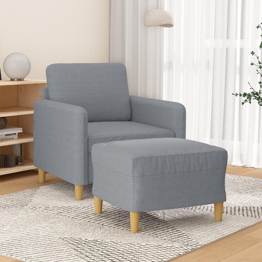 Sofastol med fodskammel 60 cm stof lysegrå billede
