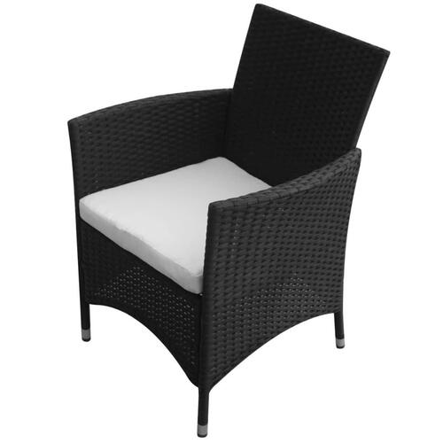 Udendørs spisebordssæt 9 dele med hynder polyrattan sort