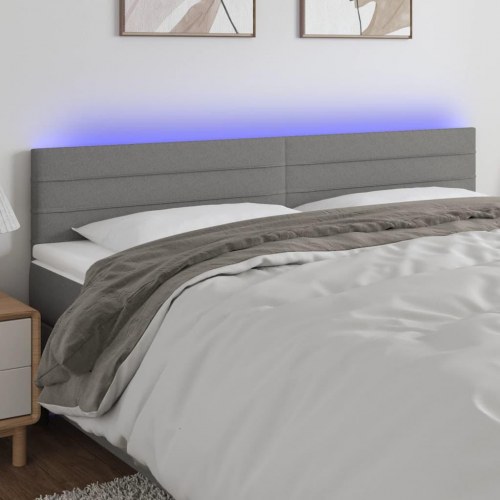 Sengegavl med LED-lys 180 x 5 x 78/88 cm - mørkegrå