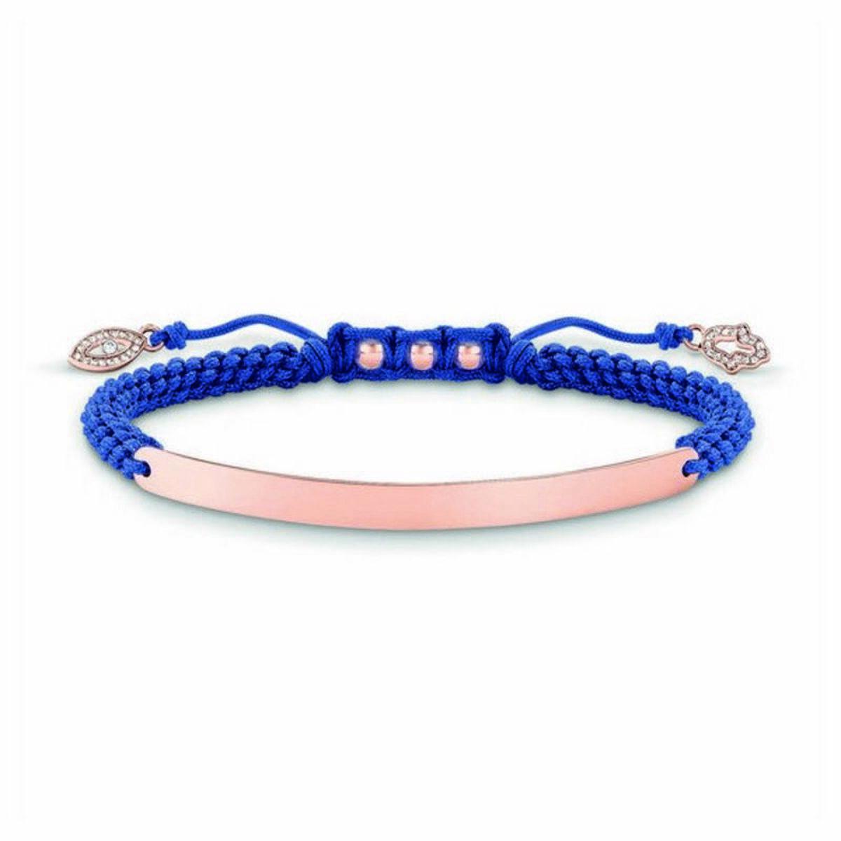 Thomas Sabo armbånd til kvinder - blå snor, rosenguld & sølv (14,5-21 cm)