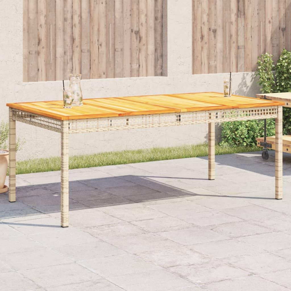 Havebord 180x90x75 Polyrattan Akacietræ Beige