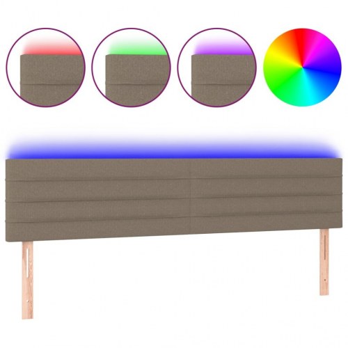 Sengegavl med LED-lys 180 x 5 x 78/88 cm stof gråbrun