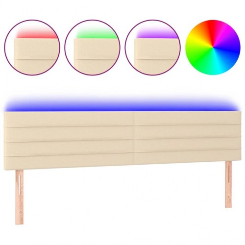 Sengegavl med LED-lys 180 x 5 x 78/88 cm - cremefarvet