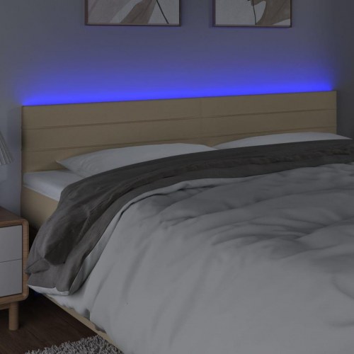 Sengegavl med LED-lys 200 x 5 x 78/88 cm - cremefarvet