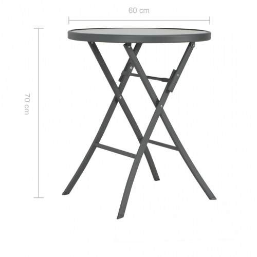 Bistrobord foldbart 60 x 70 cm glas og stål grå