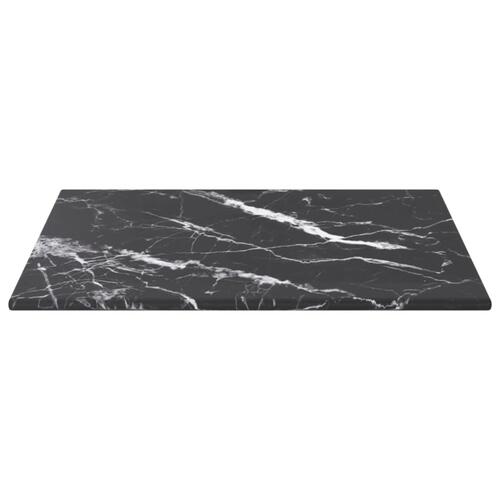 Bordplade 30x30 cm 6 mm hærdet glas med marmordesign sort