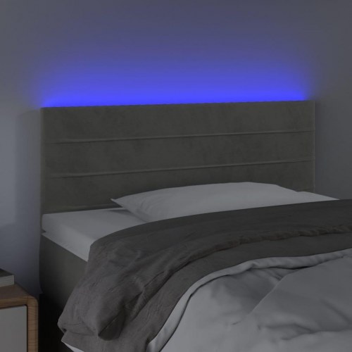 Sengegavl med LED-lys i fløjl 80 x 5 x 78/88 cm - lysegrå