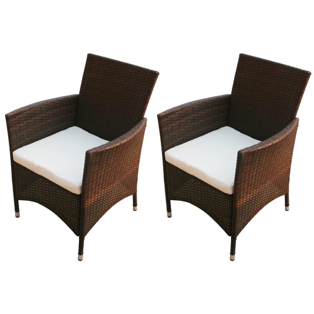 Havestole 2 stk. polyrattan brun