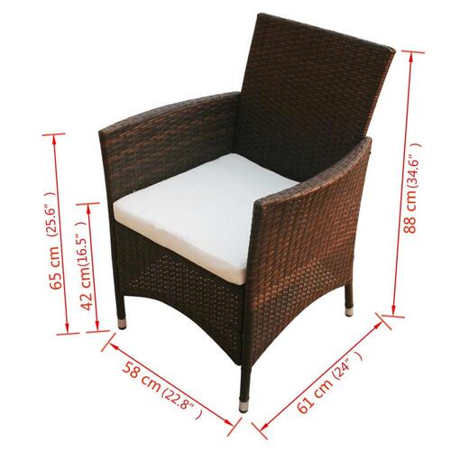 Havestole 2 stk. polyrattan brun