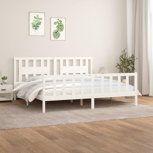 Sengeramme m. sengegavl 180x200 cm Super King fyrretræ hvid