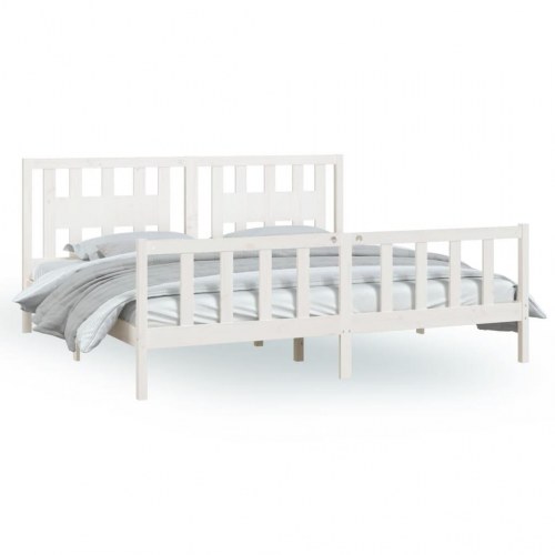 Sengeramme m. sengegavl 180x200 cm Super King fyrretræ hvid