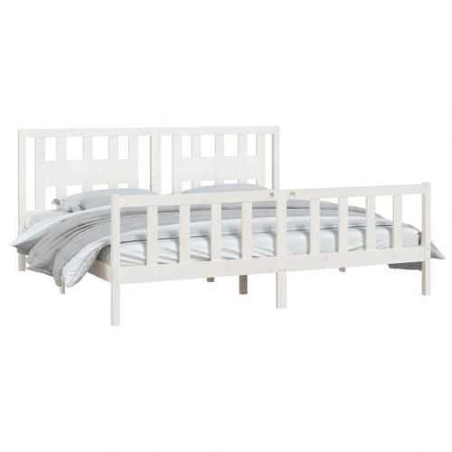 Sengeramme m. sengegavl 180x200 cm Super King fyrretræ hvid