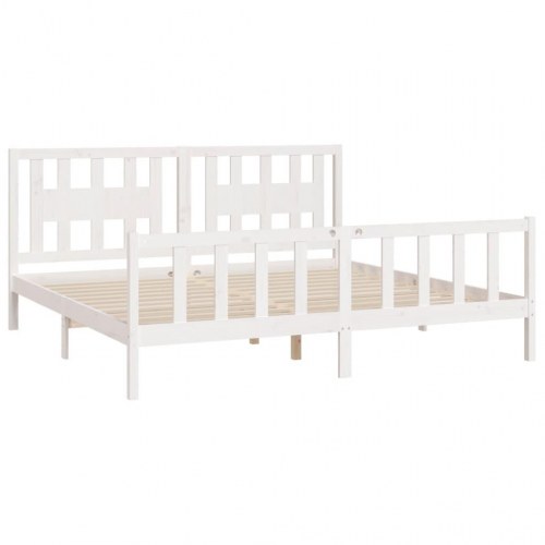 Sengeramme m. sengegavl 180x200 cm Super King fyrretræ hvid