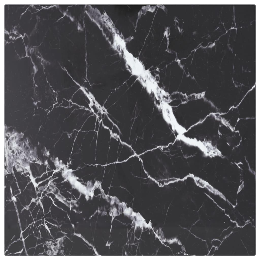 Bordplade 50x50 cm 6 mm hærdet glas med marmordesign sort