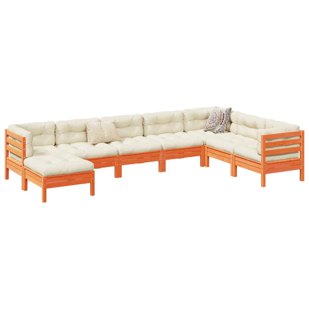 Sofasæt Til Haven 8 Dele Med Hynder Massivt Douglasgran - Gyldenbrun