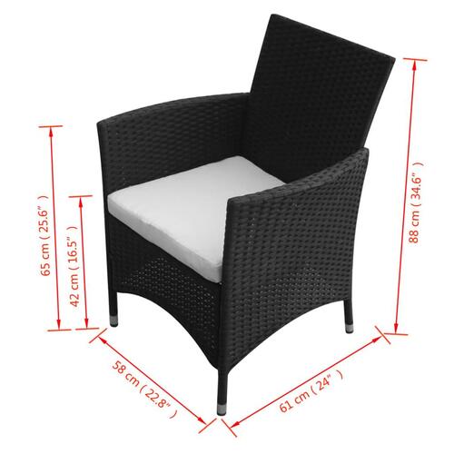 Havestole 2 stk. sort polyrattan