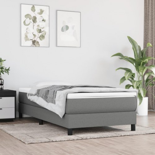 Kontinentalseng med madras 90x190 cm - stof, mørkegrå