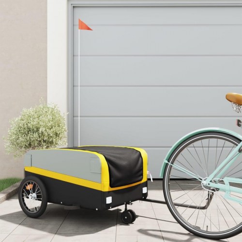Cykelanhænger 45 kg jern sort og gul