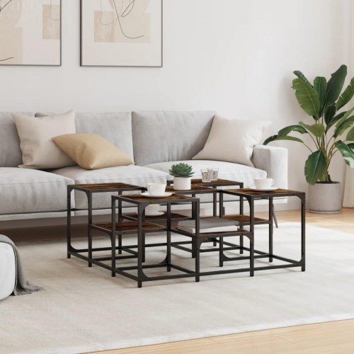 Sofabord 91 × 91 × 40 cm i konstrueret træ - røget egetræsfarve