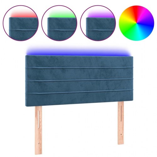 Sengegavl med LED-lys i velour 80 x 5 x 78/88 cm - mørkeblå