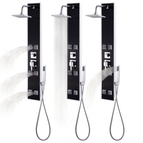 Bruserpanel glas 18 x 42,1 x 120 cm sort