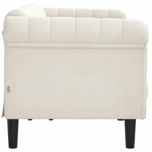 3-personers sofa i velour - cremefarvet