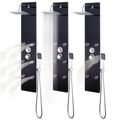 Bruserpanel glas 25 x 44,6 x 130 cm sort