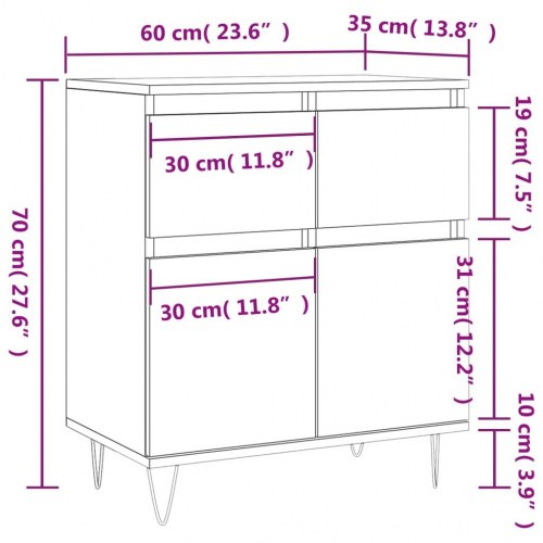 Skænk 60 x 35 x 70 cm i konstrueret træ - sonoma-eg
