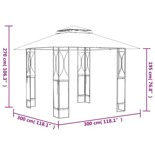 Pavillon med tag 300x300x270 cm stål antracitgrå