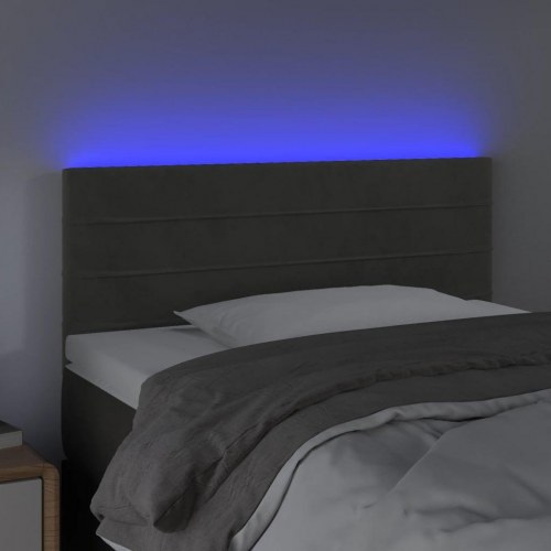 Sengegavl med LED-lys i fløjl 100 x 5 x 78/88 cm - mørkegrå