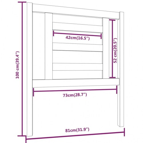 Sengegavl 81×4×100 cm i massivt fyrretræ - sort