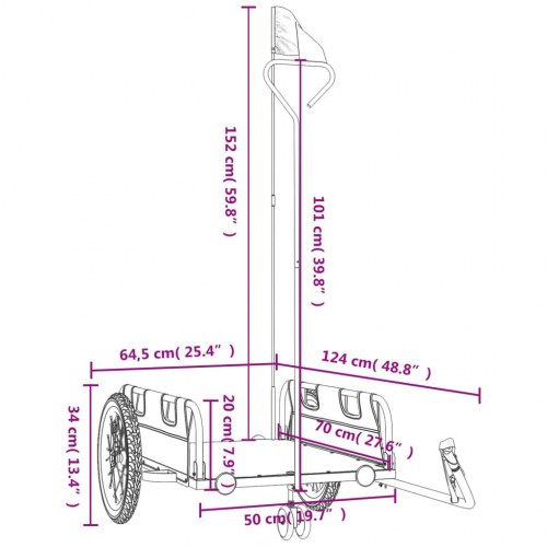 Cykeltrailer oxfordstof og jern grå