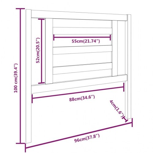 Sengegavl 96×4×100 cm i massivt fyrretræ - sort