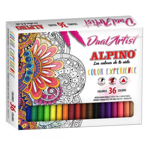 Alpino Dual Artist fiberpenne - multifarvet sæt med 36 dele