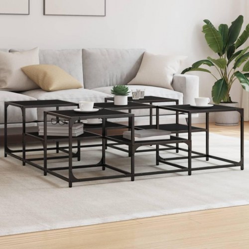 Sofabord i konstrueret træ 121 × 121 × 40 cm - sort, industrielt design
