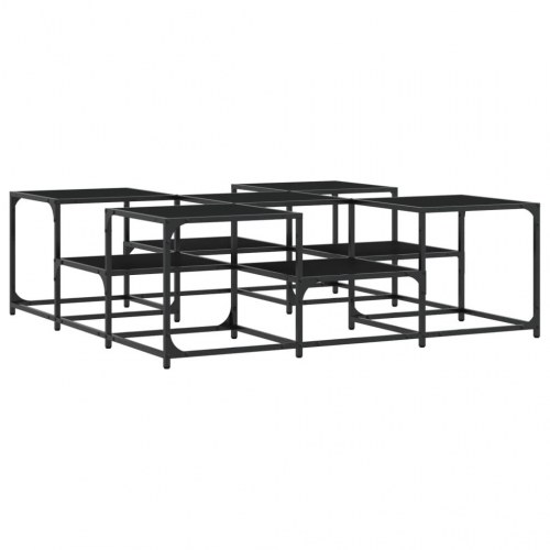 Sofabord i konstrueret træ 121 × 121 × 40 cm - sort, industrielt design