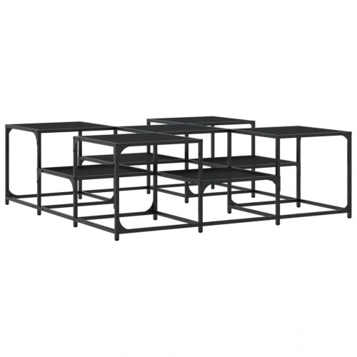 Sofabord i konstrueret træ 121 × 121 × 40 cm - sort, industrielt design
