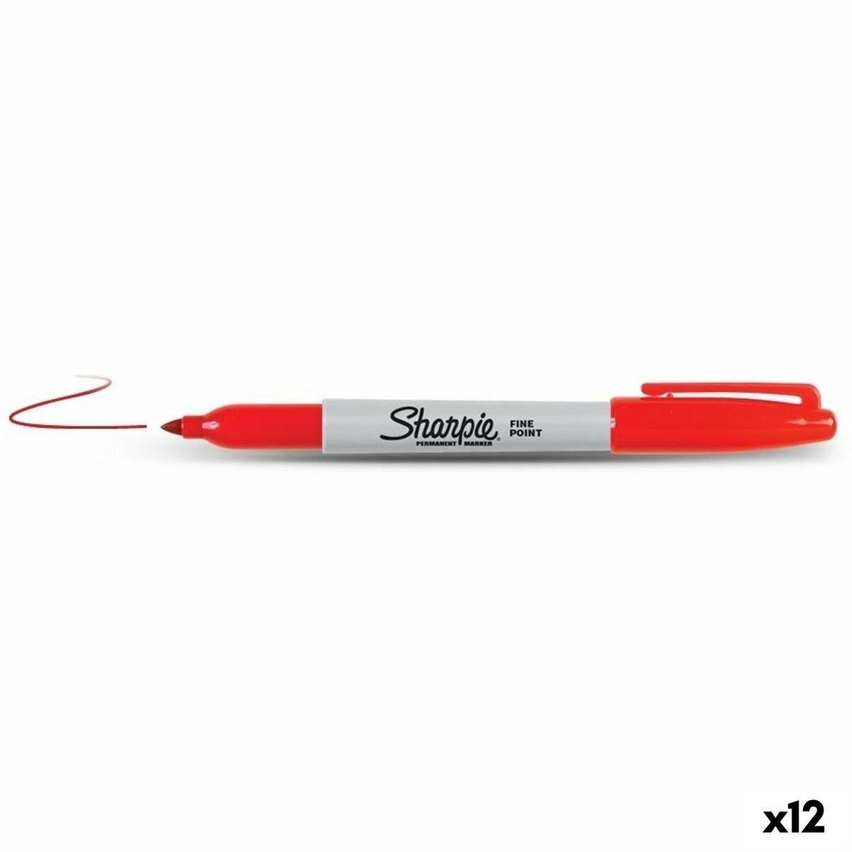 Sprittusch Sharpie Fine Point Rød 12 Enheder
