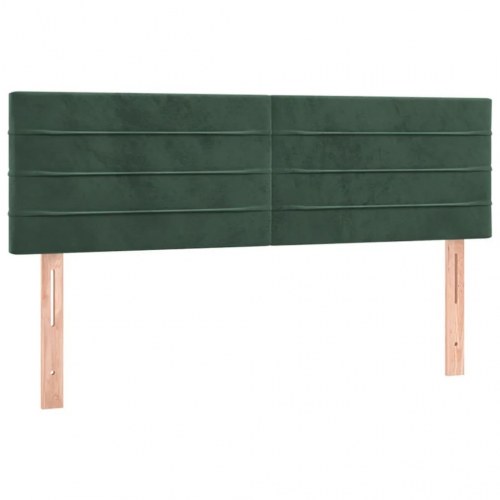 Sengegavl med LED-lys i fløjl 144 x 5 x 78/88 cm - mørkegrøn