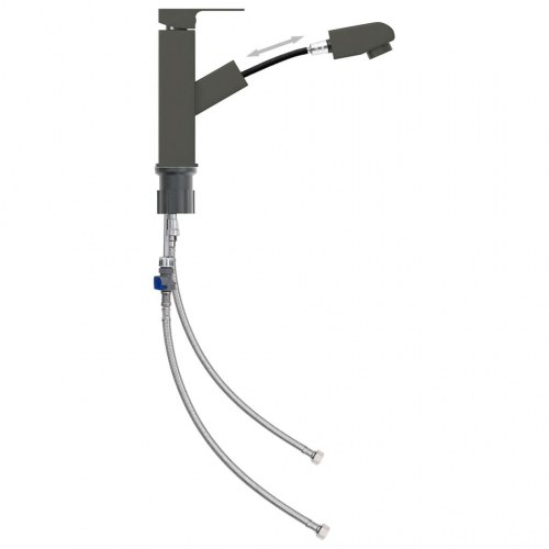 Vandhane m. udtræksfunktion til badeværelsesvask 157x172 mm grå