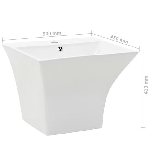 Væghængt håndvask keramik 500 x 450 x 410 mm hvid