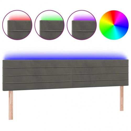 Sengegavl med LED-lys 160 x 5 x 78/88 cm velour mørkegrå