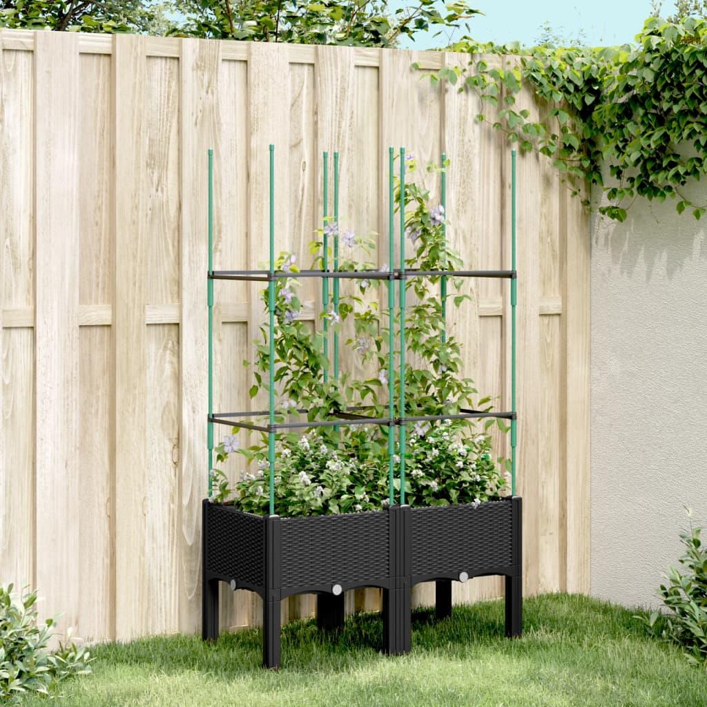 Plantekasse Med Espalier 40X40X142,5 Cm Pp - Sort / 80 x 40 x 142,5 cm