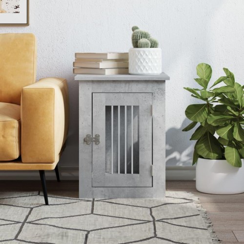 Hundebur/endebord 45×62×59 cm i konstrueret træ - betongrå