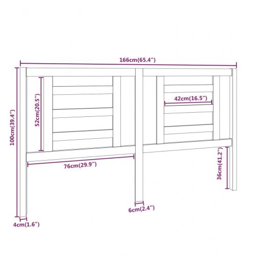 Sengegavl 166×4×100 cm i massivt fyrretræ - hvid