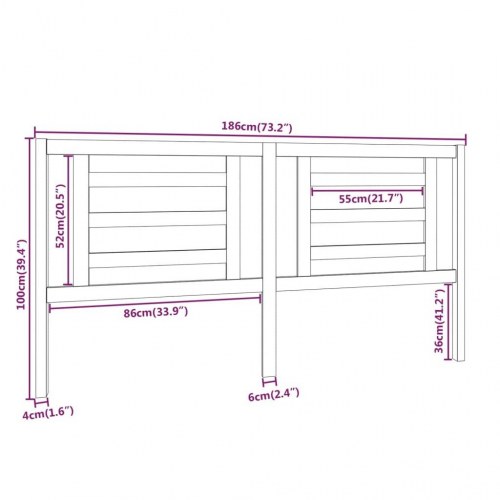 Sengegavl 186×4×100 cm i massivt fyrretræ - hvid