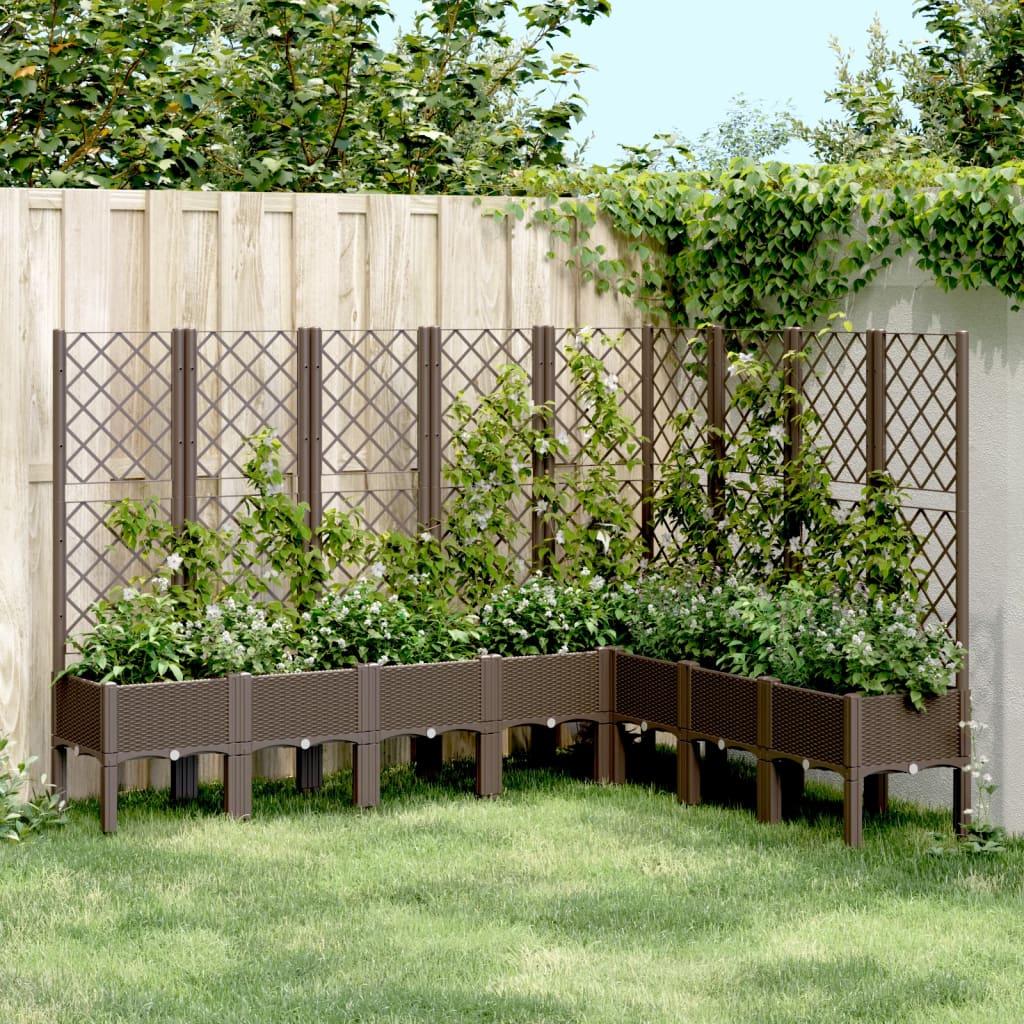 Plantekasse med espalier 200x160x142 cm PP brun billede