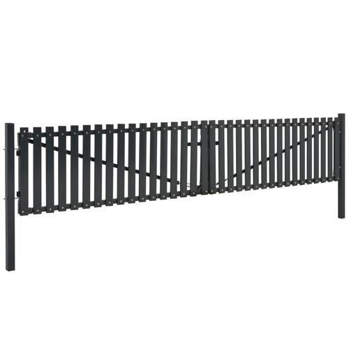 Dobbelt hegnslåge i stål 400 x 125 cm antracitgrå