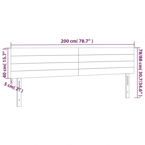 Sengegavl med LED-lys i velour 200 x 5 x 78/88 cm - sort